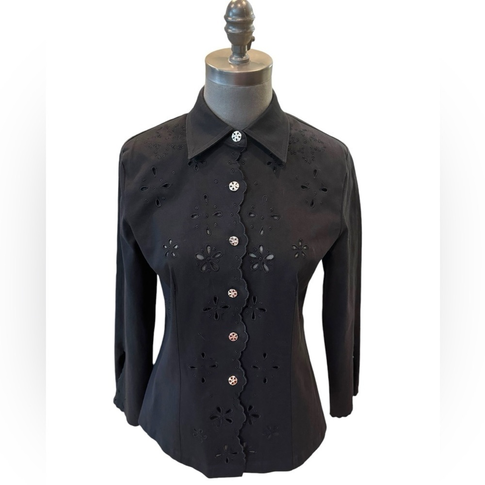 Vintage Christine Phillipe Floral Cotton Button Down Blouse 12